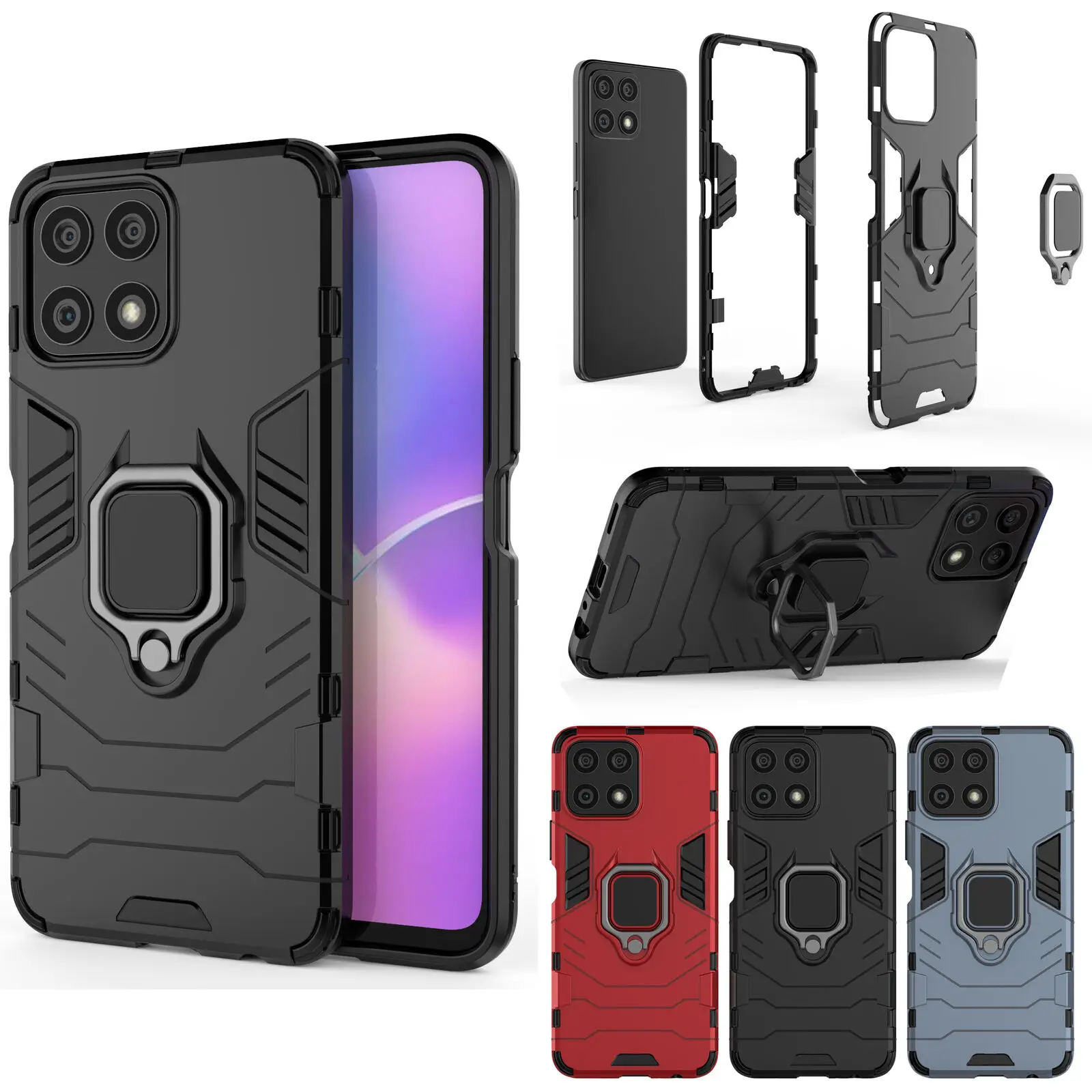 Mobile Phone Case with Magnetic Ring Shockproof Armor Protective Phone Case Hybrid Stand Cover For Honor X8 5G X7 X6 X6a 70 Lite