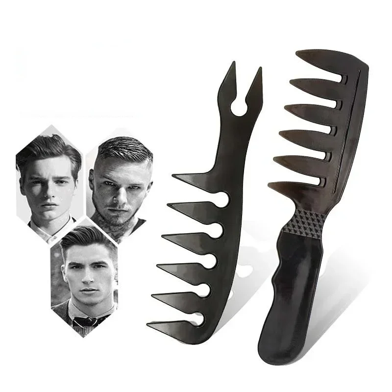 

Rectangular Comb Retro Back Head Style for Men Wide Tooth Texture Double Side Insert Oil Stenciled
