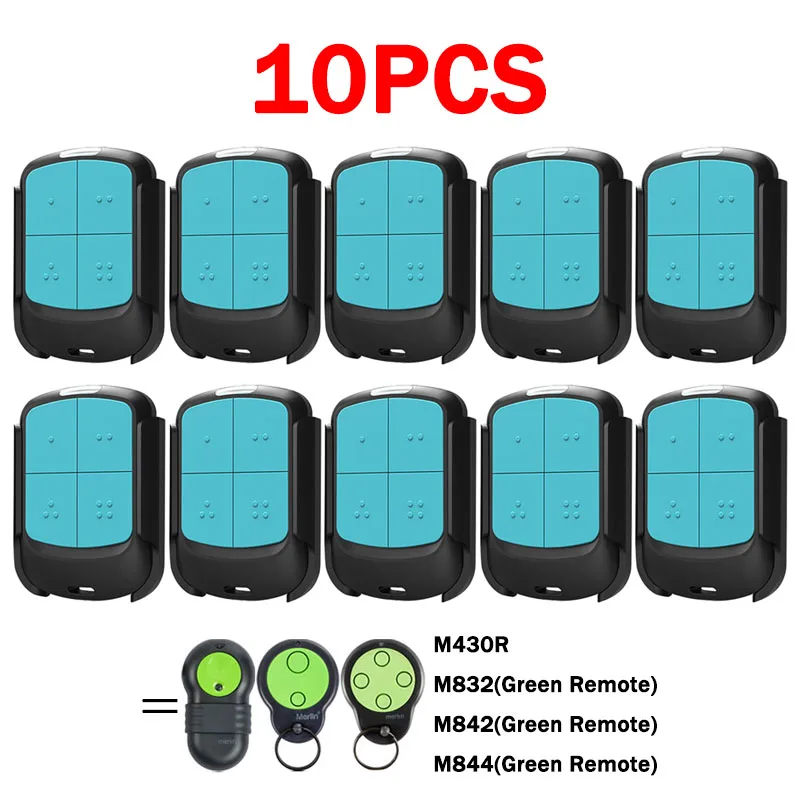 

10PCS Merlin M832 M842 M844 Remote Control for Gate Green M430R 230T Garage Door Control Opener Command 433.92MHz Rolling Code