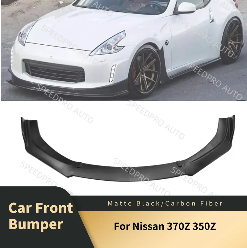 Kit de cuerpo de alerón divisor de labio de parachoques delantero para Nissan 370Z 350Z 2003-2020 difusor divisor de barbilla de labio de parachoques deportivo de alta resistencia