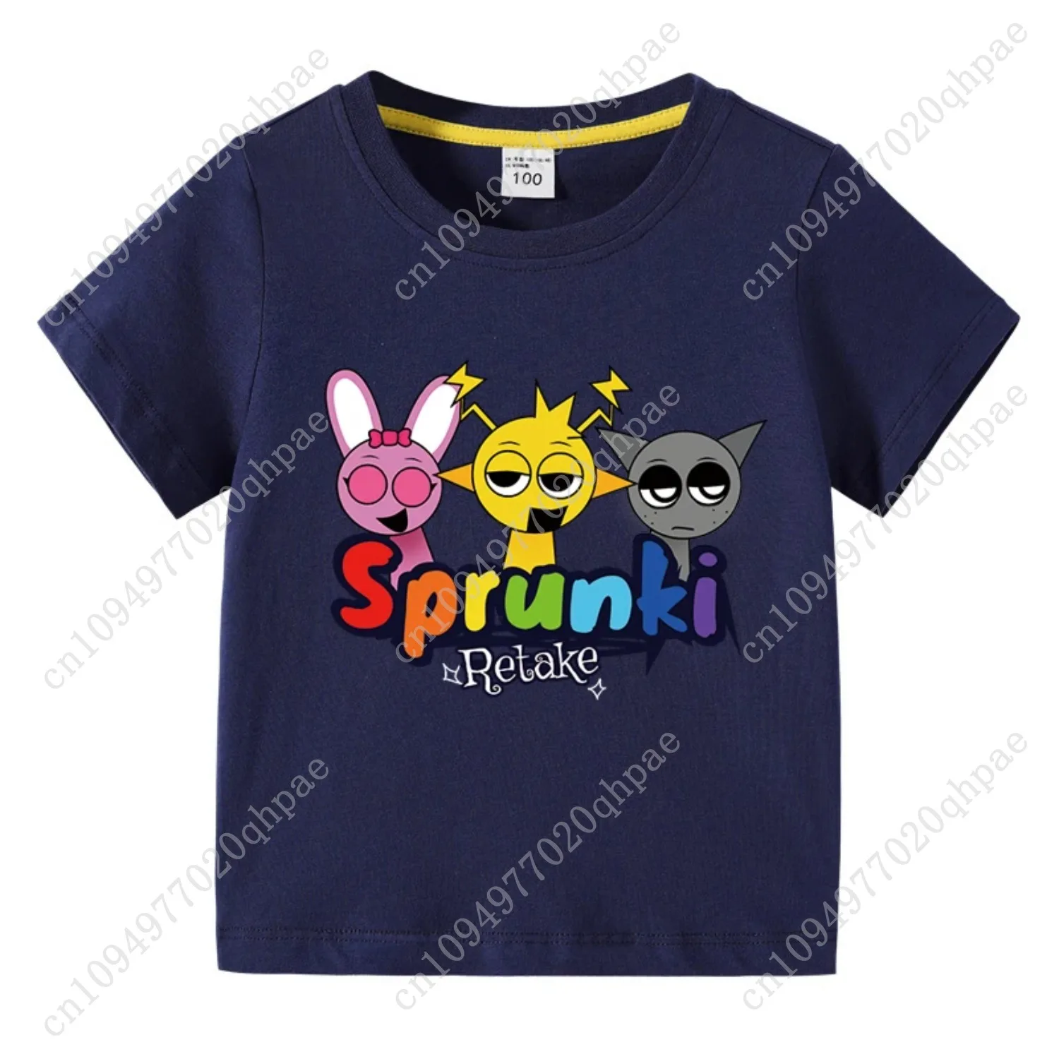 Футболка с рисунком Sprunki, детские хлопковые футболки Incredibox, топы с короткими рукавами для маленьких девочек, летняя одежда для мальчиков, детская одежда