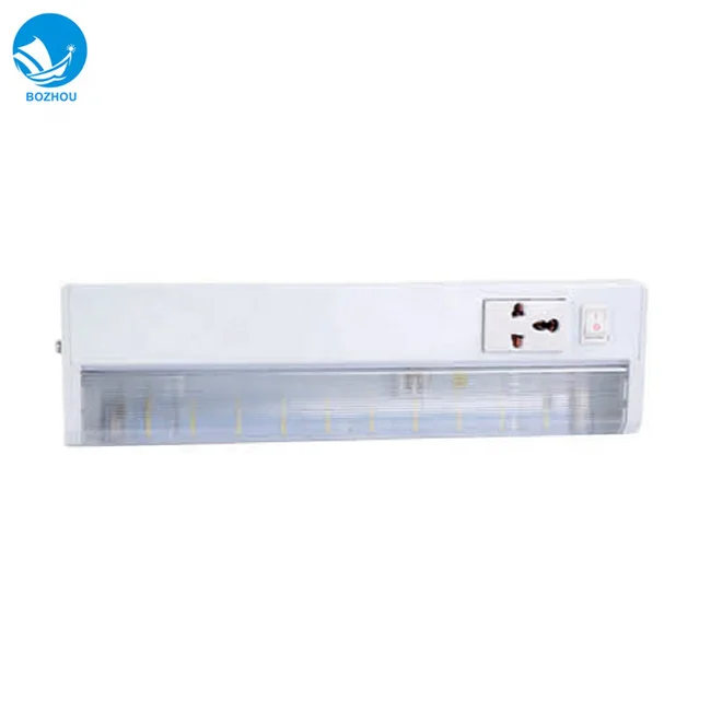 Lampada da comodino a LED marina in acciaio bianco con presa per cabina residenziale