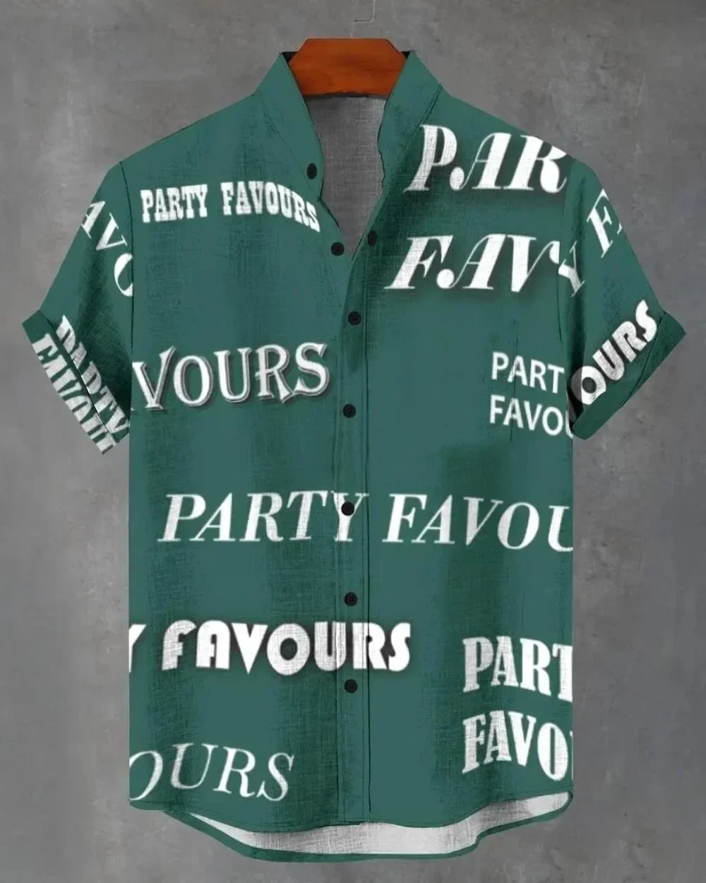 Men's Simple Retro Letter 6-color Natural 3D Printed Shirt Short-sleeved Lapel Light and Breathable Business Casual Party Outer