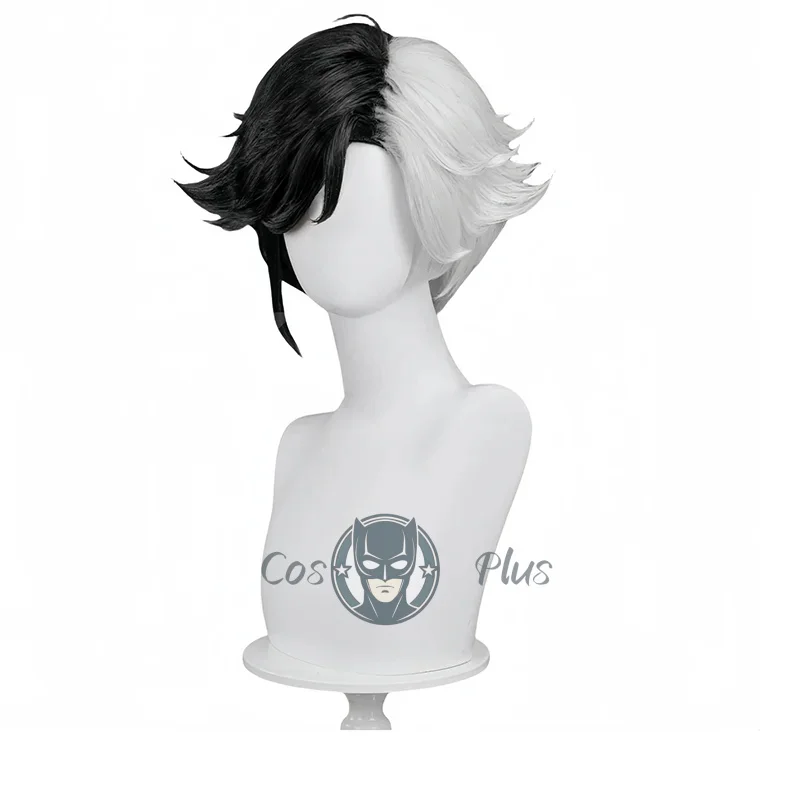لونا سنو شعر مستعار تأثيري النساء 30 سنتيمتر أسود أبيض قصير الشعر لونا سنو مقاومة للحرارة بيروكات صناعية هالوين زي اكسسوارات #4