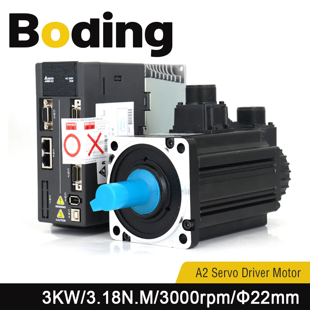 

Boding A2 Series Absolute Servo Motor Ecma-ca1010rs/ss 1kw 3.18nm 7.3a 3000rpm And Servo Driver Asd-a2-1021m