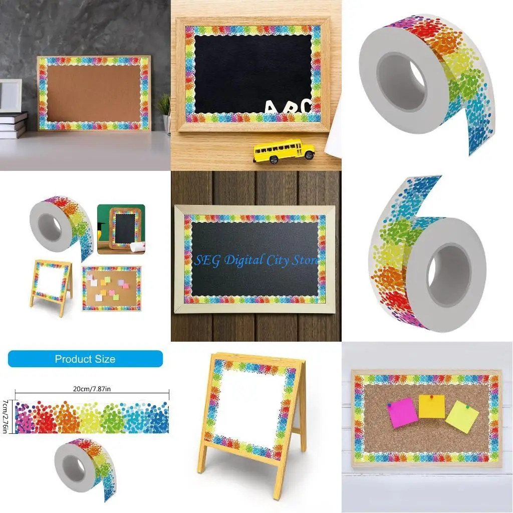 

U75B 65-футовая окантовка доски объявлений для украшения классной комнаты, красочная точечная окантовка для доски объявлений в