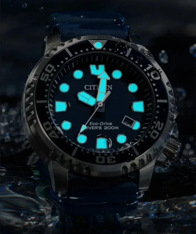 Original CITIZEN Watches for Sports Diving Watch Silicone Luminous Watch BN0150 Eco-Drive Series Black Casual Dial Quartz Watch