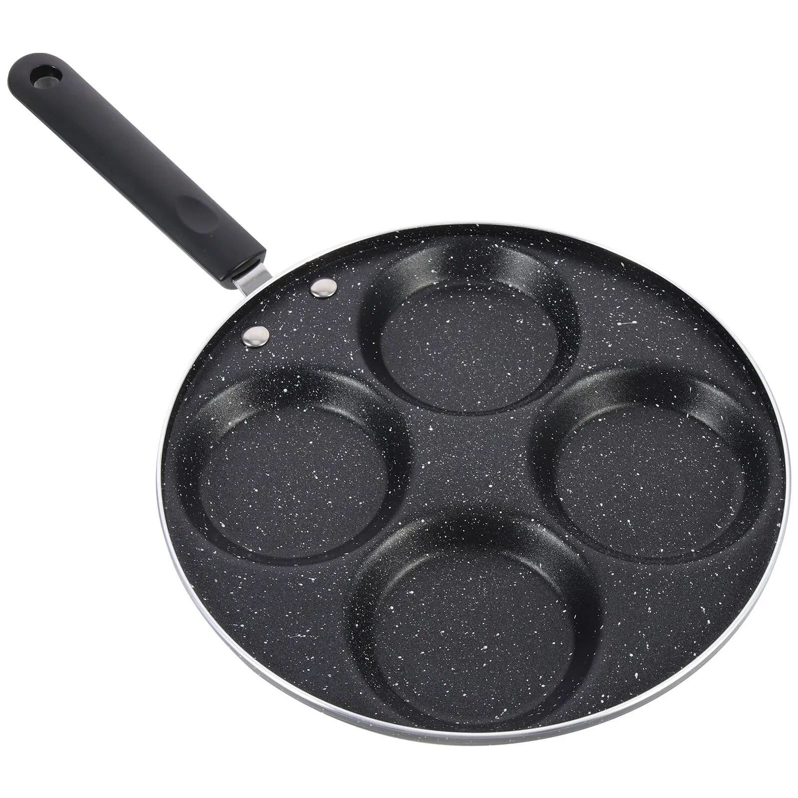 

4-Cup Non-Stick Aluminum Egg Frying Pan Sturdy Handle Convenient Pancake Pan Quick Even Heating Kitchen Egg Accessories
