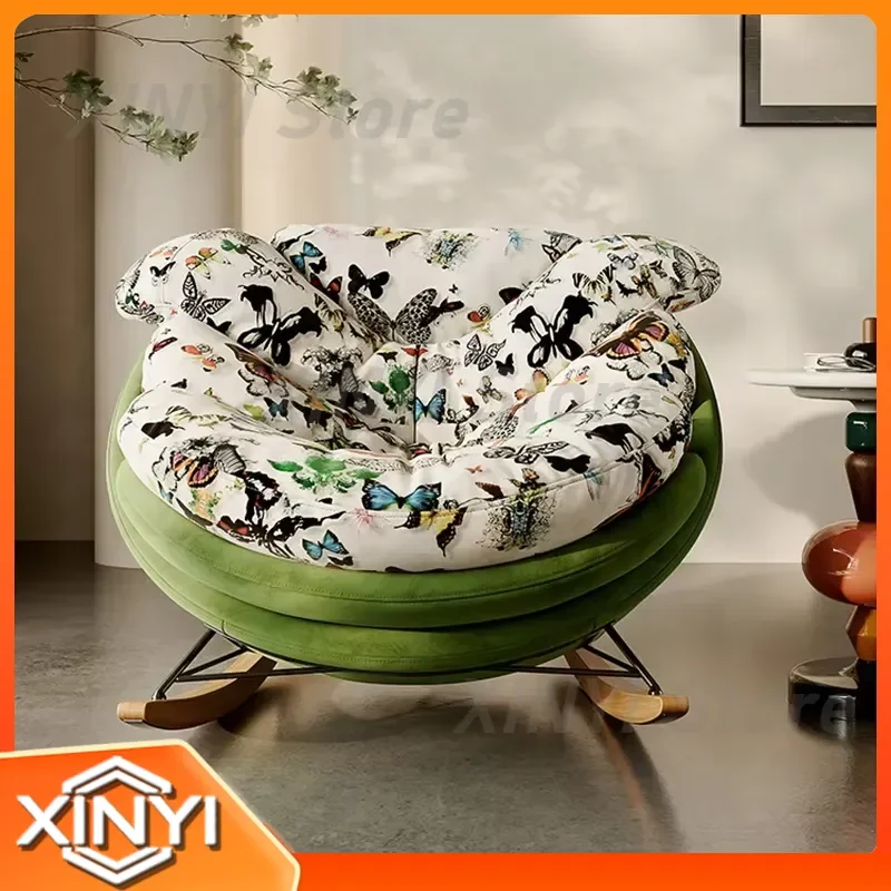 Custom Modern Style Hotel Fabric Leisure Rocking Lazy Sofa Chair for Living Room Bedroom Comfortable Rocking Chair Furniture