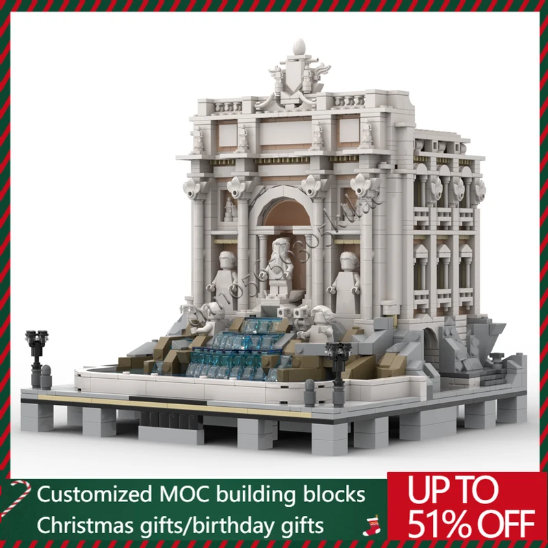 

1977 шт. Великий ботанический дворец, сад, MOC, строительный блок, модель фонтана, квадратный европейский строительный дворец, игрушка, детский праздничный подарок