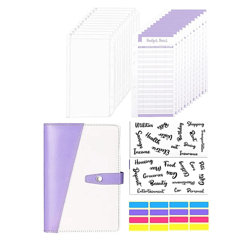 Top-Budget Binder-29 Pcs Saving Money Organizer,Cash Envelopes For Budget, A6 PU Budget Binder With Zipper Envelopes