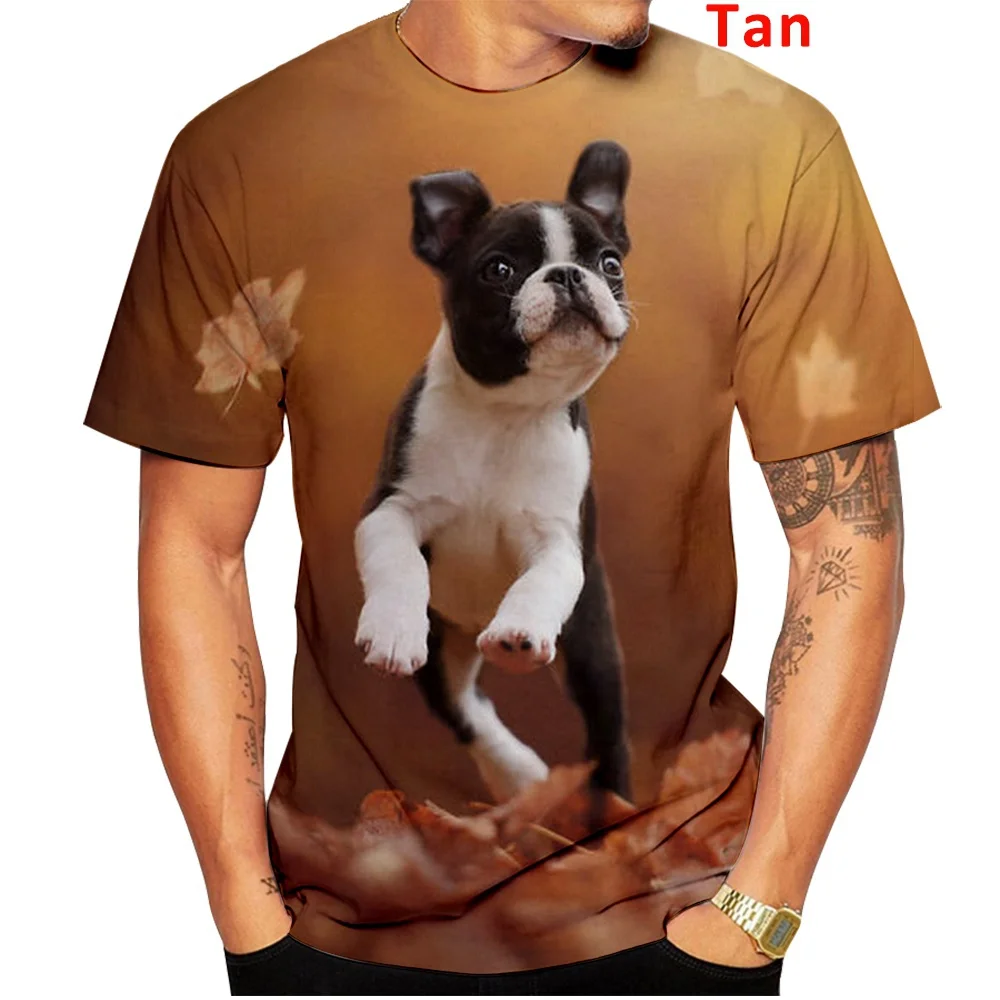 New Fashion 3D Cute Animal Homme Boxer Dog Street Funny Pet Dog T-shirt Animal Puppy T-shirt Size S-4XL