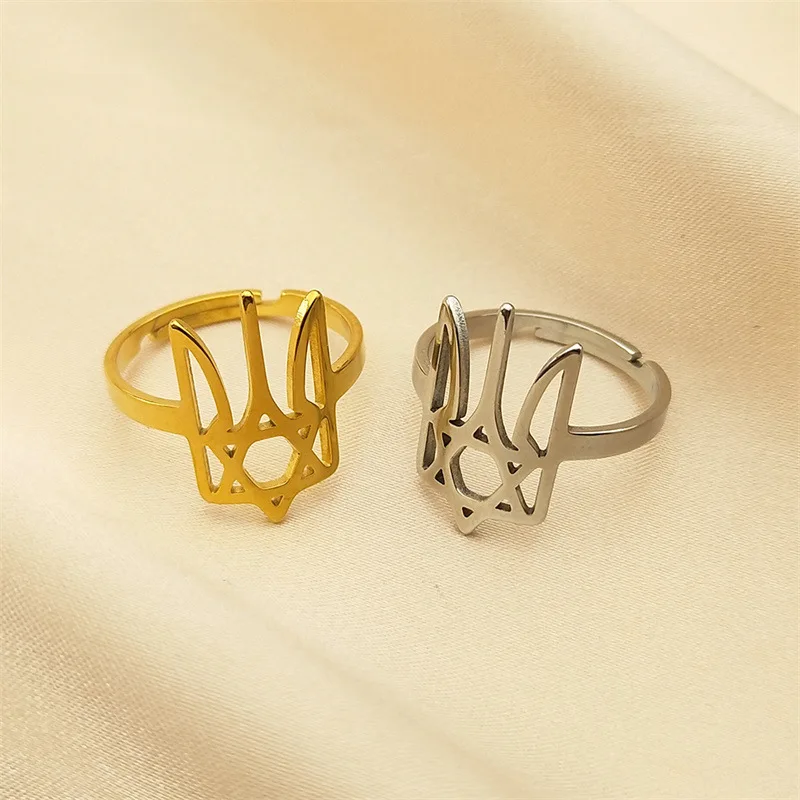 2024 New fashion personality Ukrainian ring birthday party women's stainless steel ring accessories