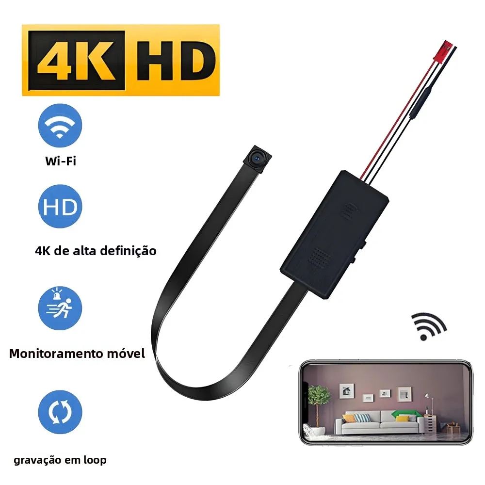 Câmera Mini WiFi 4K HD Nova, Suporta Visualização Remota, Detecção de Movimento, Gravação em Loop, Câmera Sem Fio para DIY em Casa