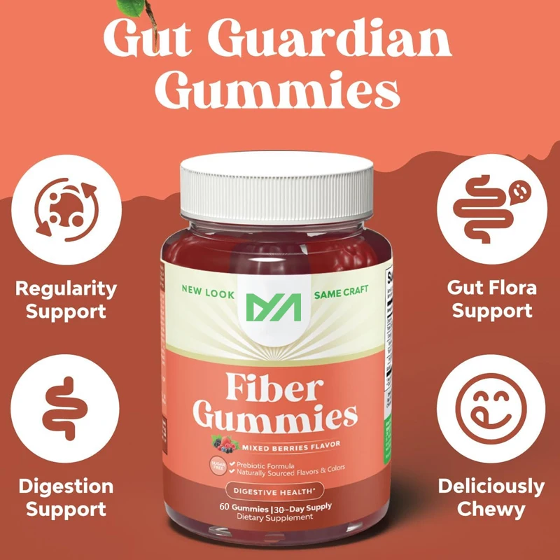 Adult sugar free fiber gummies - containing prebiotic soluble chicory roots, providing immune and digestive support - non GMO