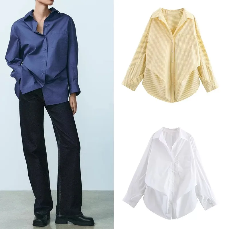 

Spring 2025 Women's Long Sleeve Shirt Stand Collar Batwing Sleeve Top ZADATA Polyester Fiber New Style 3067026