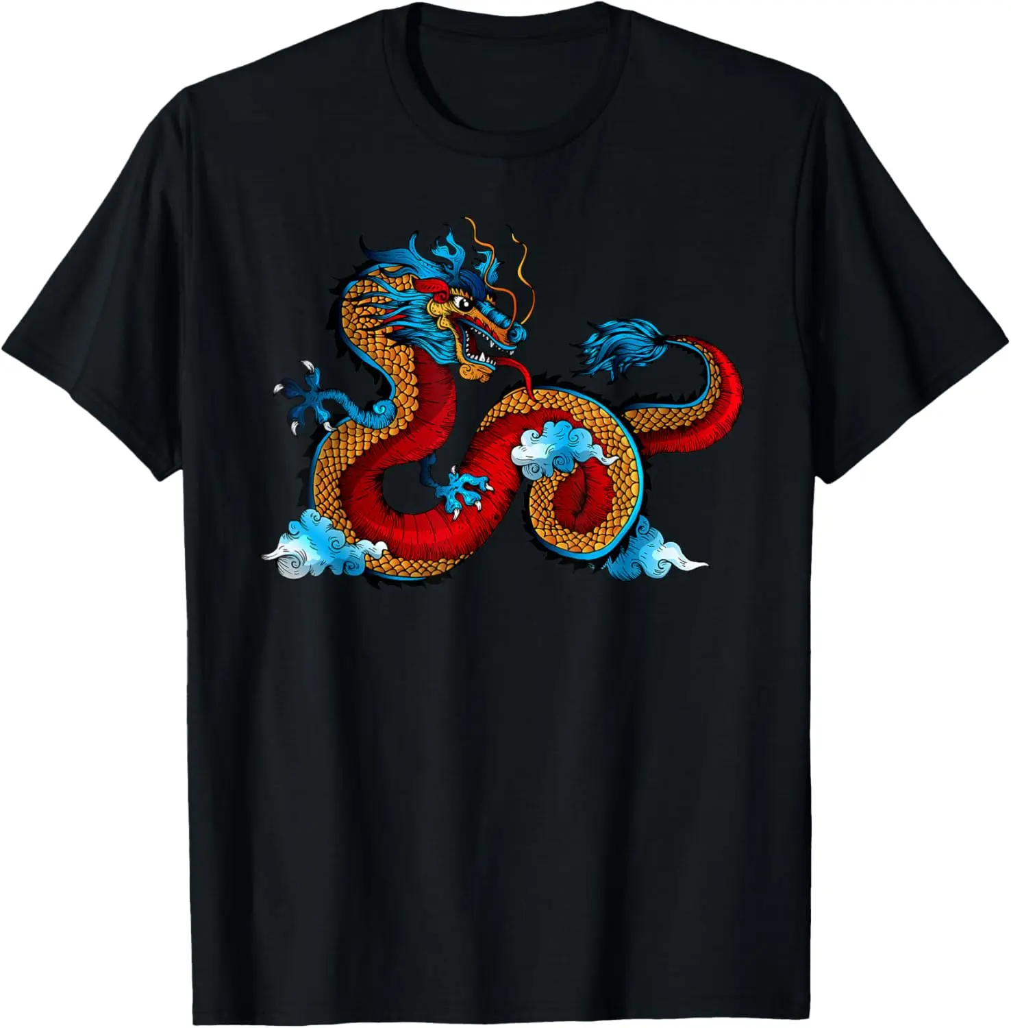 

Chinese Dragon In Clouds Graphic Tee Breathable Cotton Soft T-Shirt Daily Wear