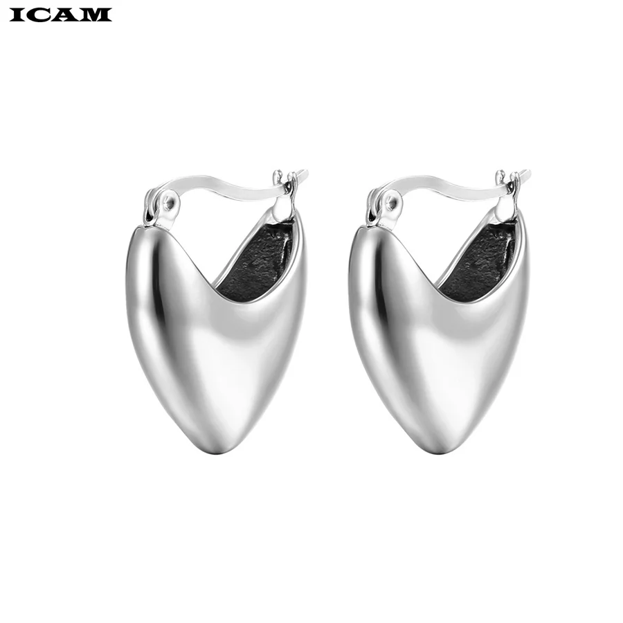 ICAM Shine Gold Color Women Earrings Fashion Smooth Hoop Earrings for Women Engagement Wedding Jewelry Gift