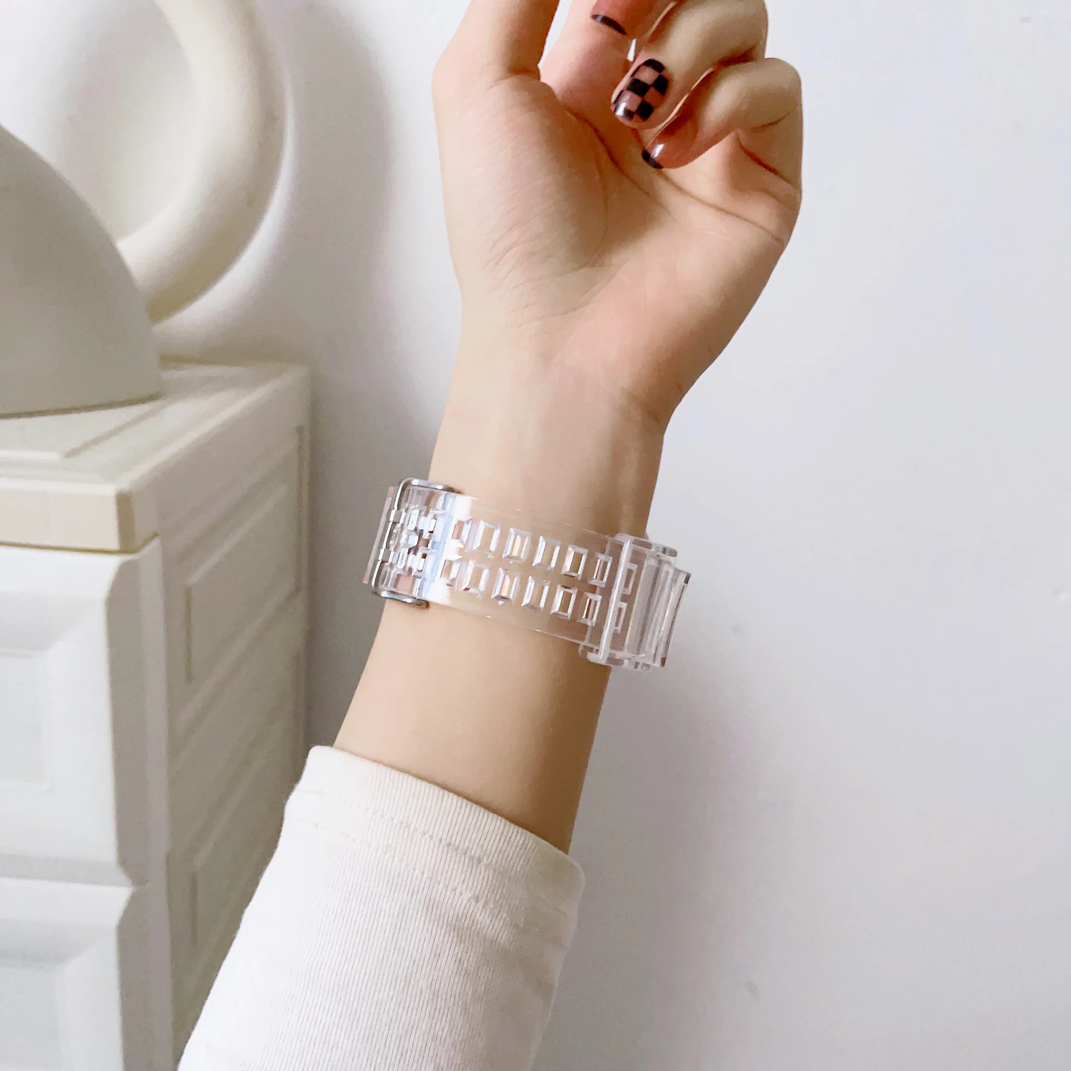 สายนาฬิกา TPU ใสสำหรับ Apple iWatch series10 46มม. SE3 42มม. Ultra3 49มม. สายนาฬิกา Apple 10 46มม. ใส