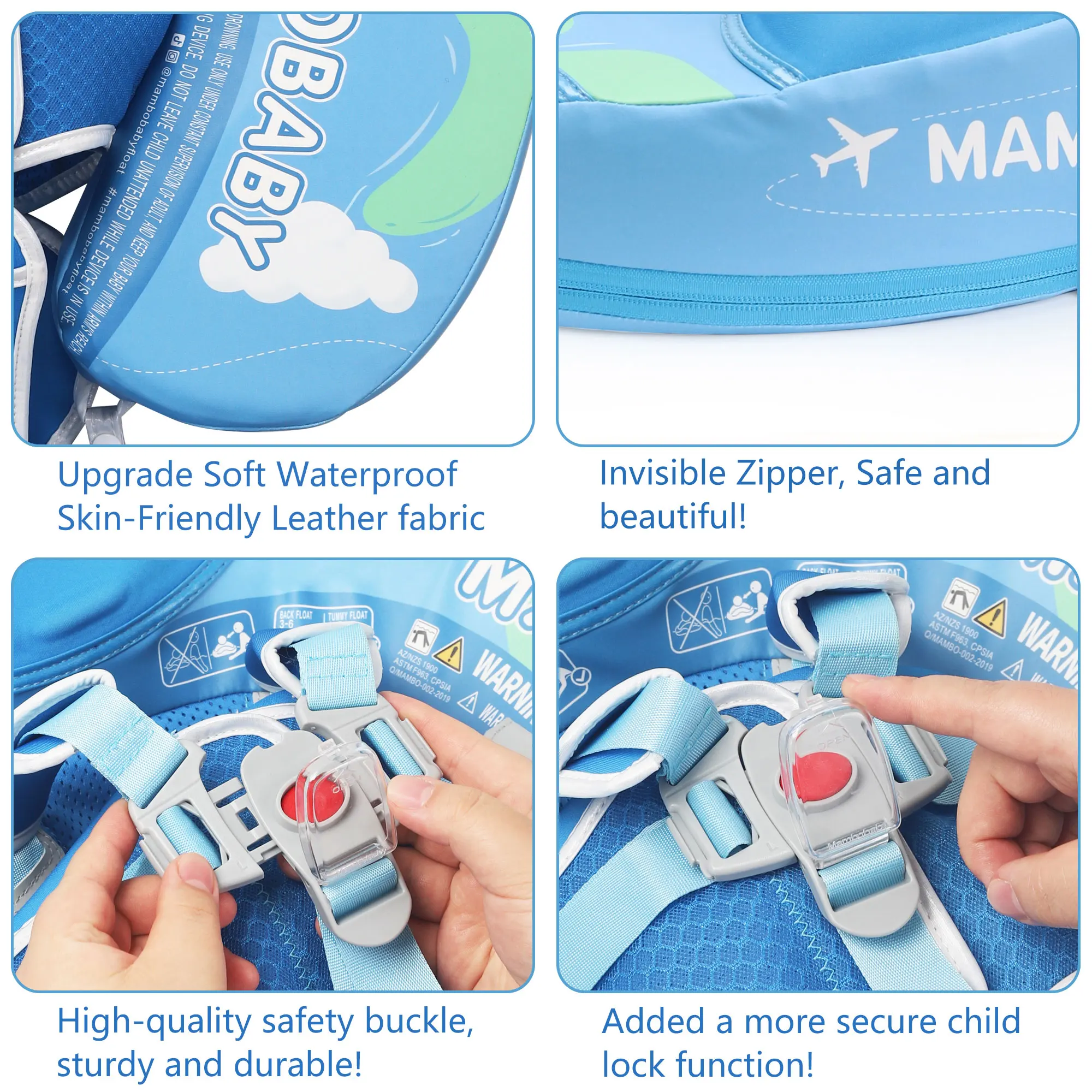 Mambobaby Add Tail Baby Swimming Float with Sun Canopy