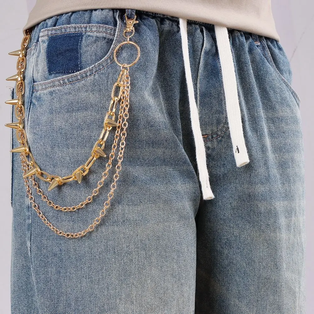 Goth Studded Rivet Studded Pants Chain Double-layer Zinc Alloy Punk Belt Chain Gothic Hip Hop Pants Hanging Chain Female
