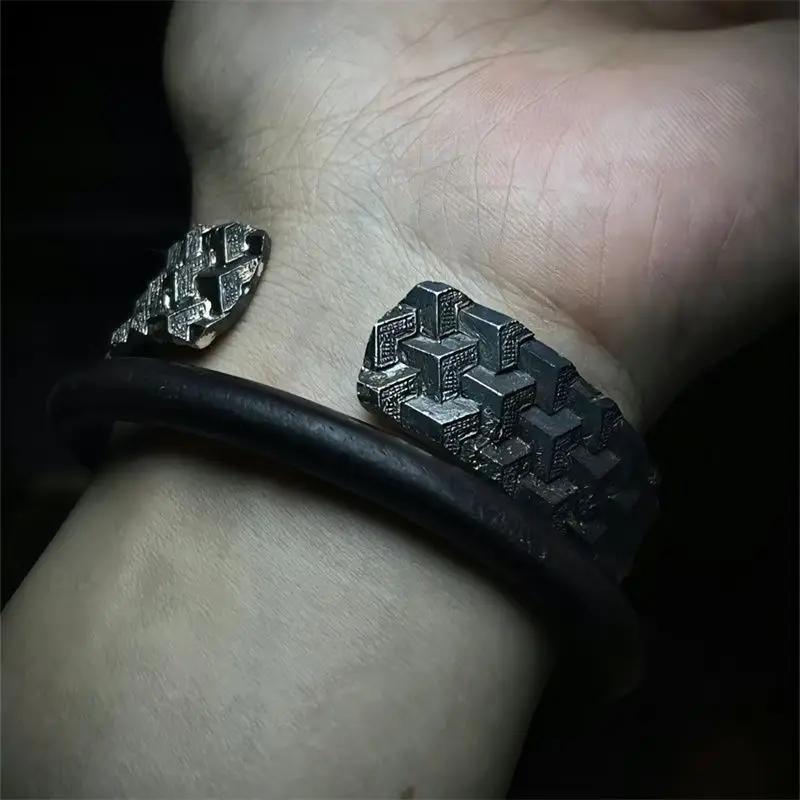Handmade Vintage Fashion Adjustable Open Bracelet With Ho Gui General'S Armor Motif