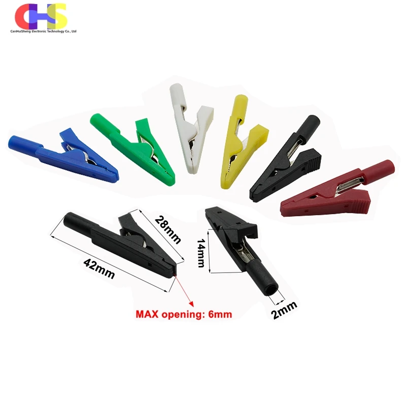 ​​1-6PCS Alligator Clips with 2mm Banana Jack Socket - PVC Insulated Metal Test Clips for Multimeter，Electronics Experiment