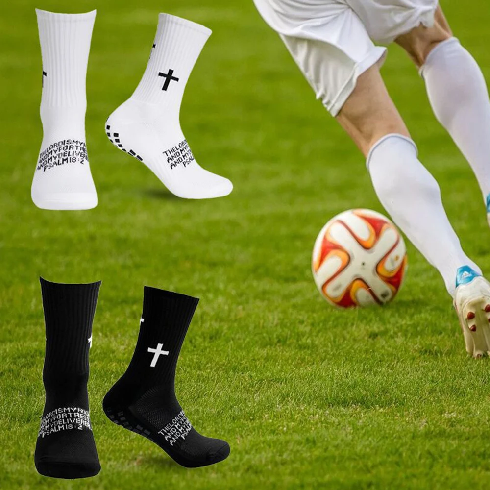 

Summer Soccer Socks Professional Wear Resistant Towel Bottom Sports Outdoor Socks Cross Printed Middle Tube Training Socks