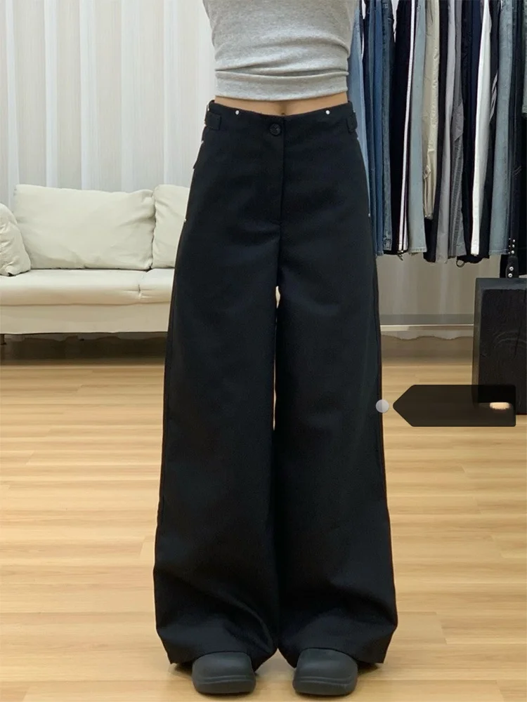 

High Waist Draped American Design Workwear Casual Wide Leg Pants Women Summer New Straight Cut Floor-Length Slimming Trousers