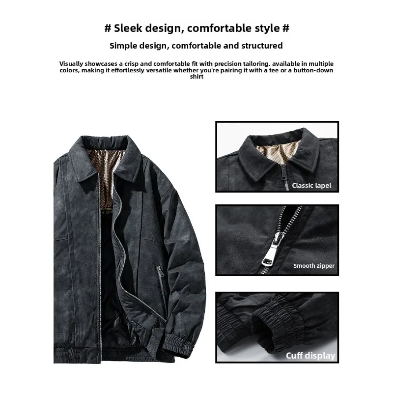 

Thickened Warm Lapel Jacket Graphene Heating Down Cotton-padded Coat Fashionable Outdoor Loose Large-sized Trendy Men Brand Coat