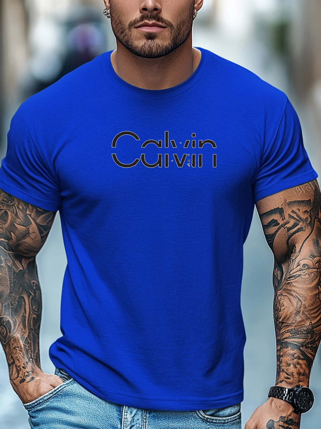 Men's short sleeve tee Calvin Graphic Summer Soft Comfort Fit Tee Daily Wear Tops