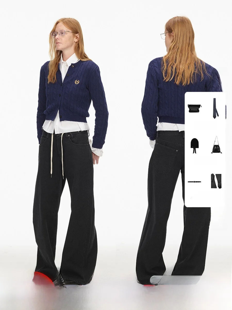 

Джинсы Ade Lazy Faion с низкой посадкой и широкими штанинами, хлопковые джинсовые брюки с эффектом потертости, женские свободные осенние штаны