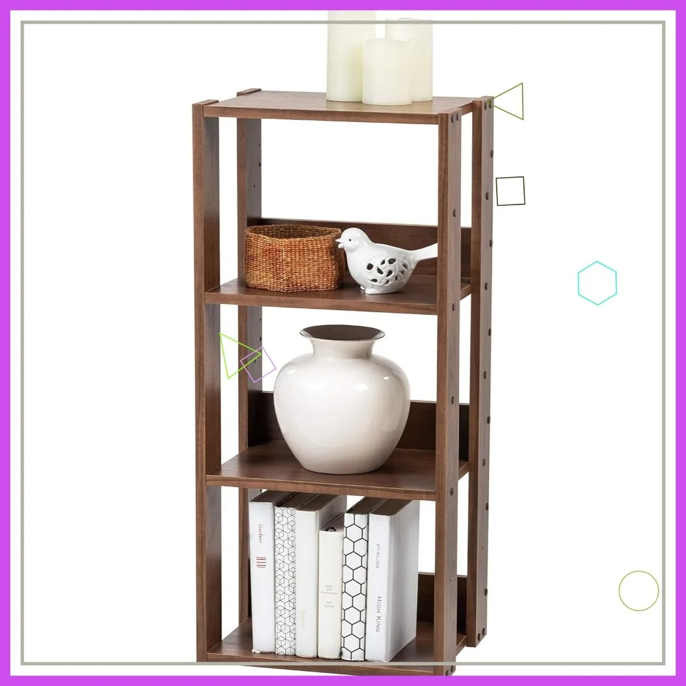 

3-х уровневая регулируемая деревянная книжная полка, стиль фермерского дома, простая сборка для небольших помещений, спальни, офиса, гостиной