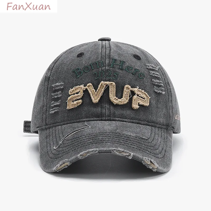 Unstructured  baseball cap cotton unisex women and men vintage distressed letters dad caps