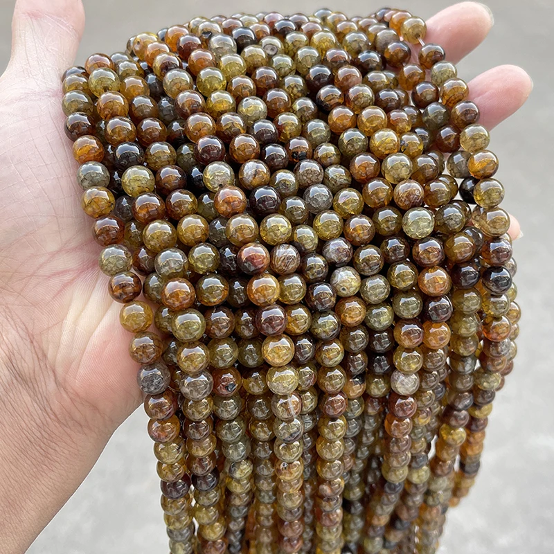 Wholesale Natural Stone Dyed Tea Color Popcorn Agate Bead Round Loose Spacer 4 6 8 10mm For Jewelry Making Diy Necklace Bracelet