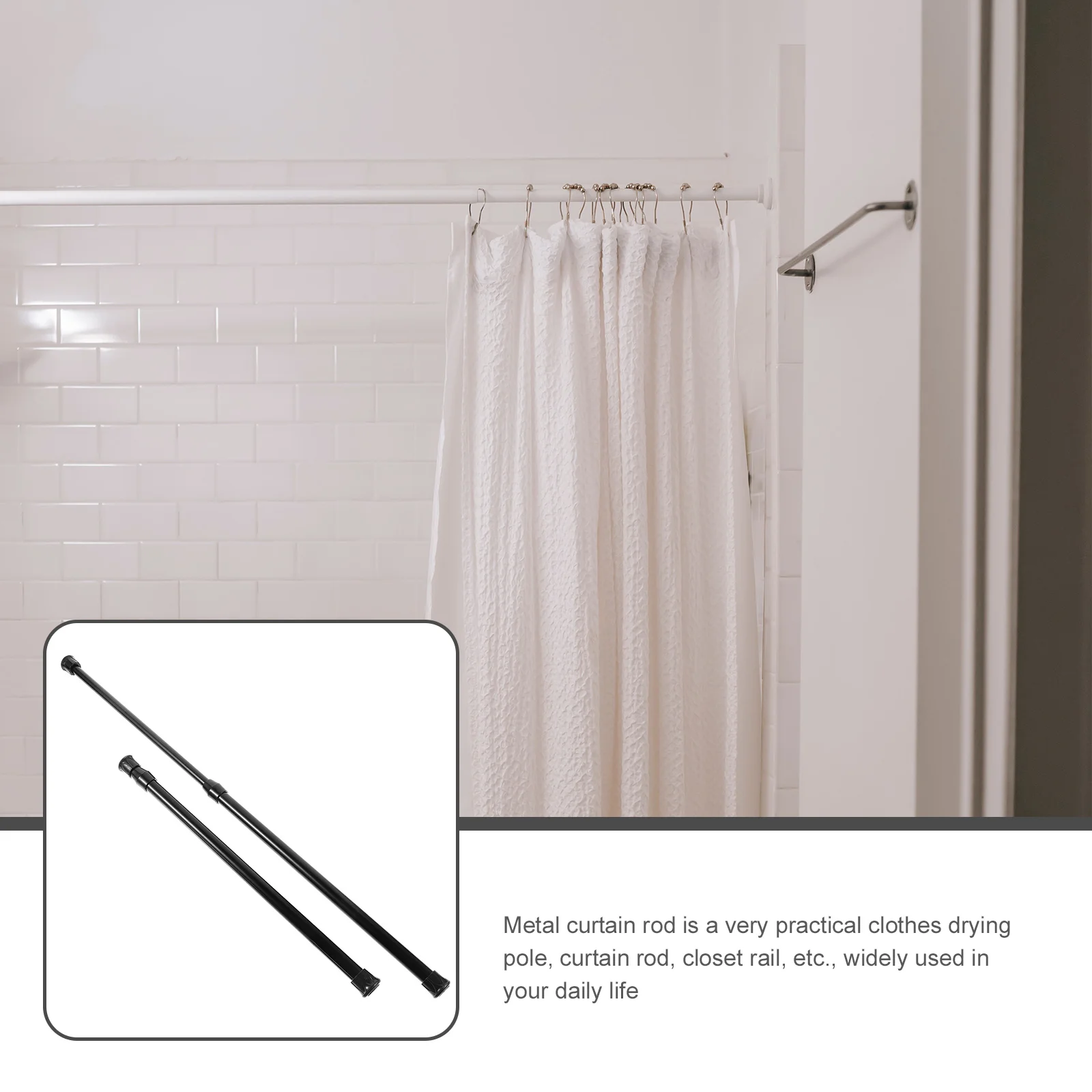 Expandable Curtain Rods Shower Curtain Rods Window Punch Free Curtain Rod Metal Clothe Rod Adjustable Expandable Shower Rod