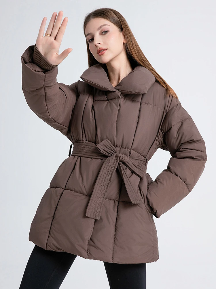 Winter New Cotton Padded Puffer Coat Women Thicken Warm Pocket Snow Parka For Student Mid Length Winter Zipper Jacket Women