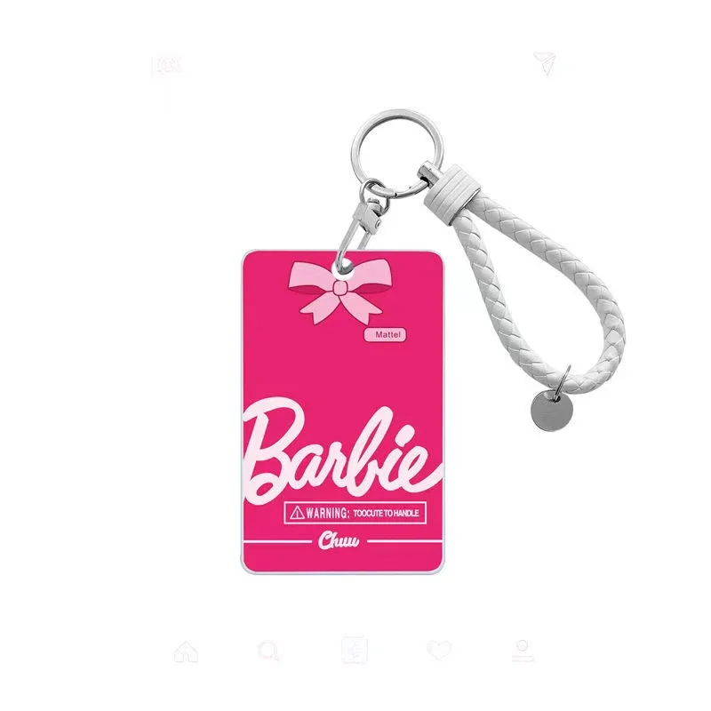 Anime New Barbie Campus Card Holder Traffic Subway Work Card Cover Anti-Lost Keychain Portable Ladies Fashion Key Chain Ring