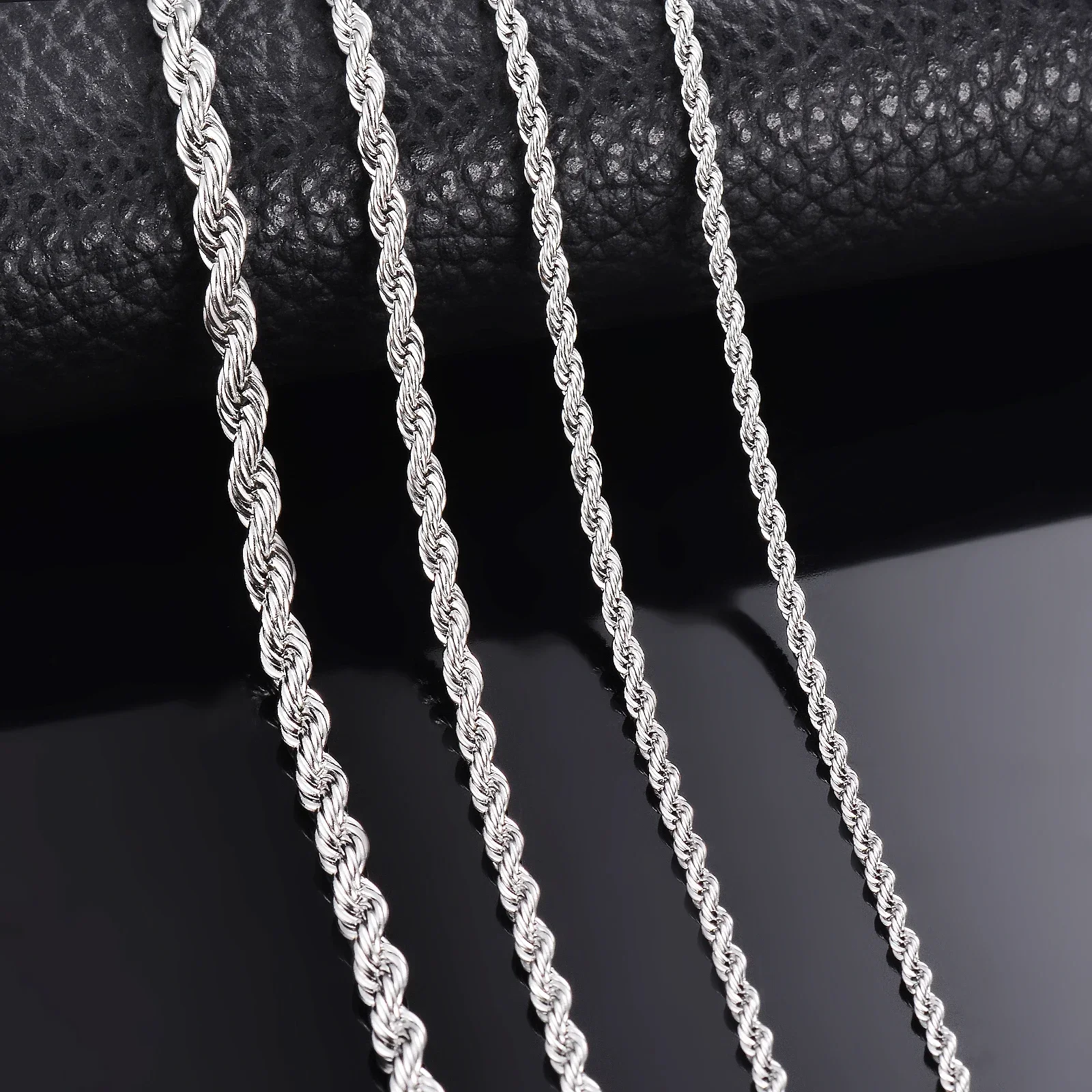 1 Pcs 925 Sterling Silver Width 2/3/4MM Rope Chain Necklace For Men Women Men Fashion Chain Necklace