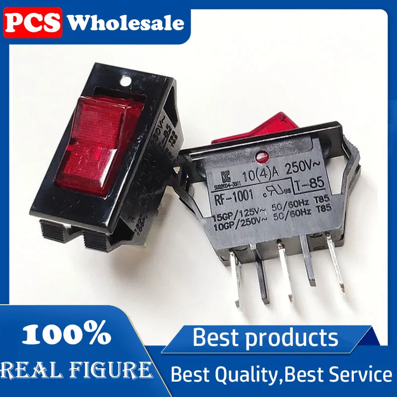 Taiwan original  Ship type switch become warped plate switch 10A/250V RF-1001 Three feet red with certification