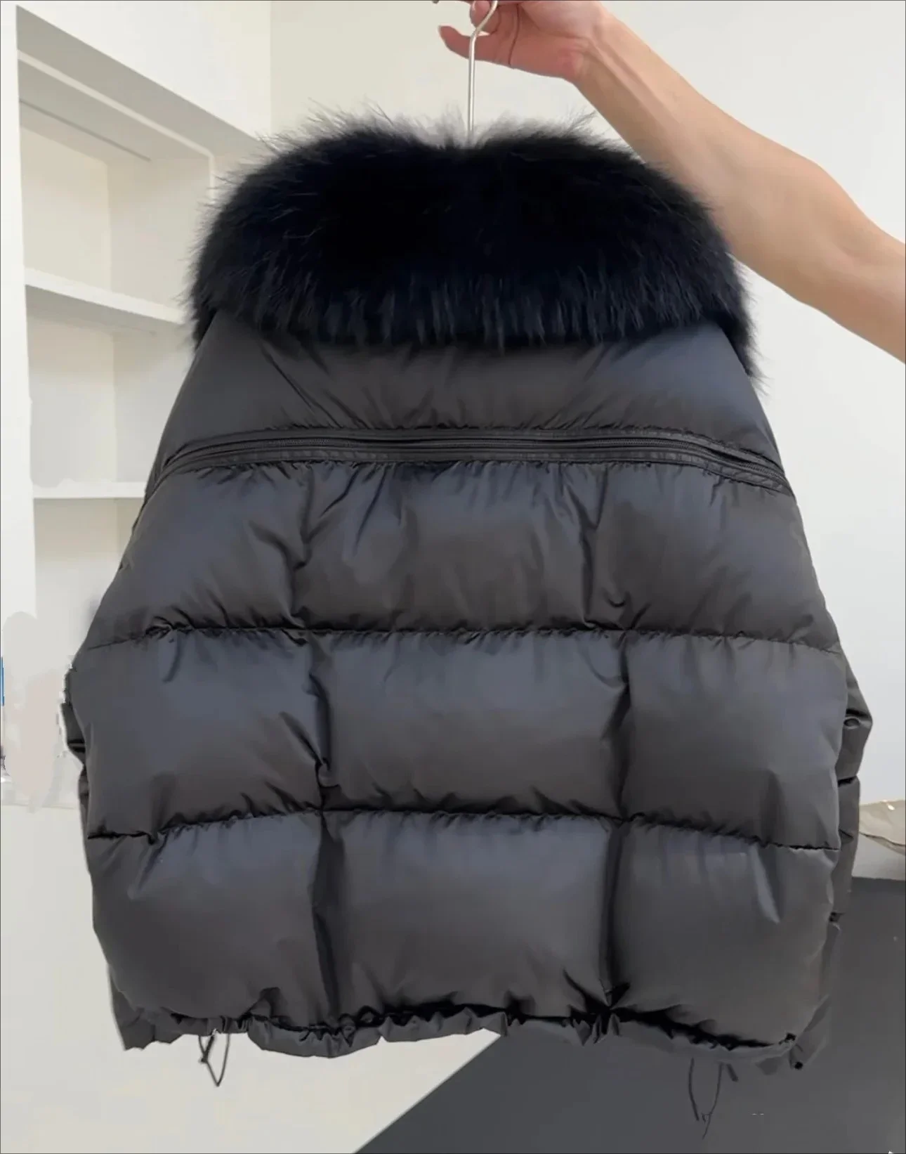 신상 루즈 파카 아우터웨어 대형 천연 모피 칼라 겨울 패딩 재킷 여성 두꺼운 따뜻한 오리털 코트 여성용