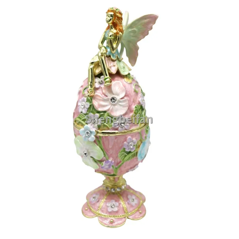 

Faberge egg Easter Egg Hand Painted Trinket Box Butterfly fairy egg Ornaments With Music Swan Lack Birthday Gift ,Home Decorati
