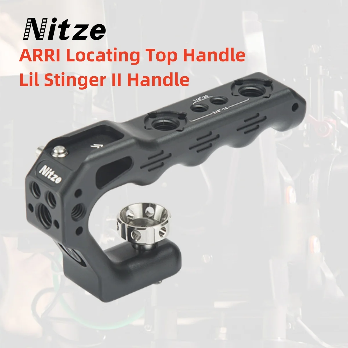 

Nitze Lil Stinger II Handle with 3/8” Screw with Locating Pins Compatible with DSLR Camera Cage Panasonic Lumix S5 GH6 Sony FX3