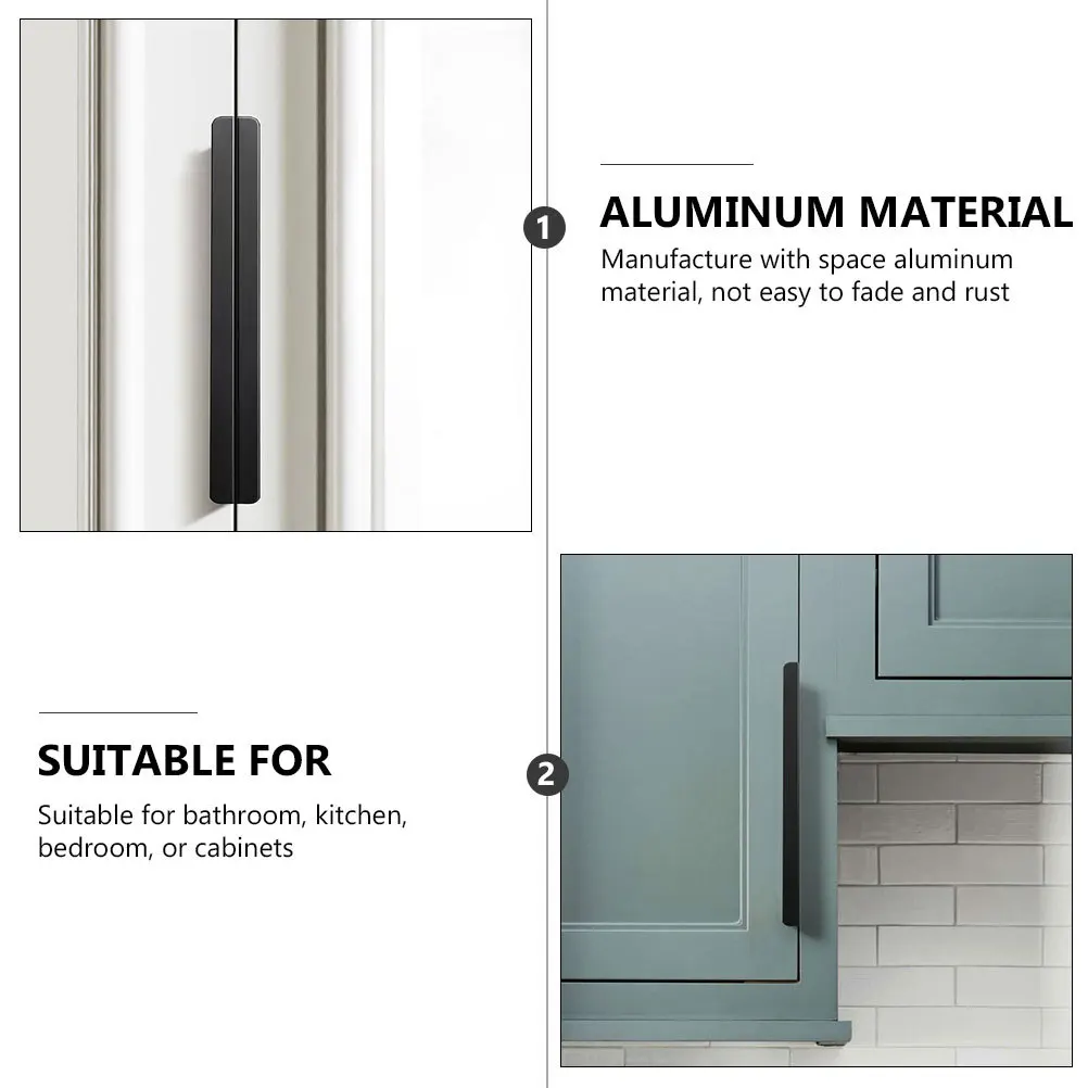 

4Pcs Black Invisible Cabinet Pull Handles American Style Punch- Handles for Kitchen Wardrobe Home Decoration