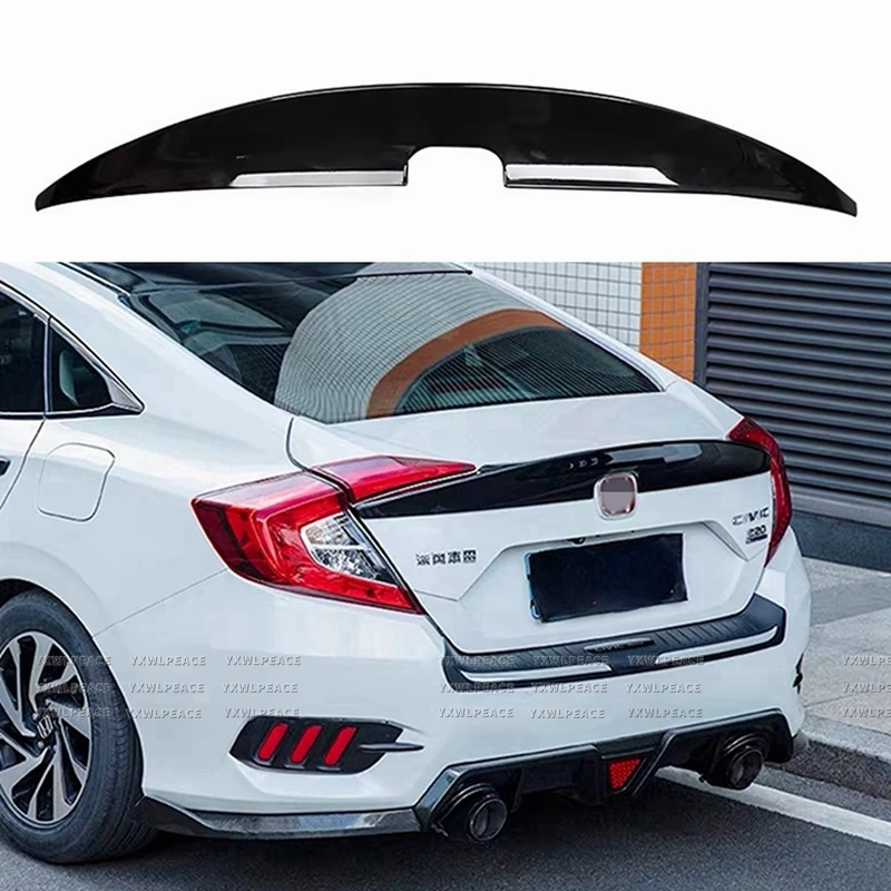 

For Honda 10th Civic Spoiler 2016 2017 2018 2019 2020 4 Door Sedan ABS Plastic Rear Trunk Lip Spoiler Wing Body Kit Accessories