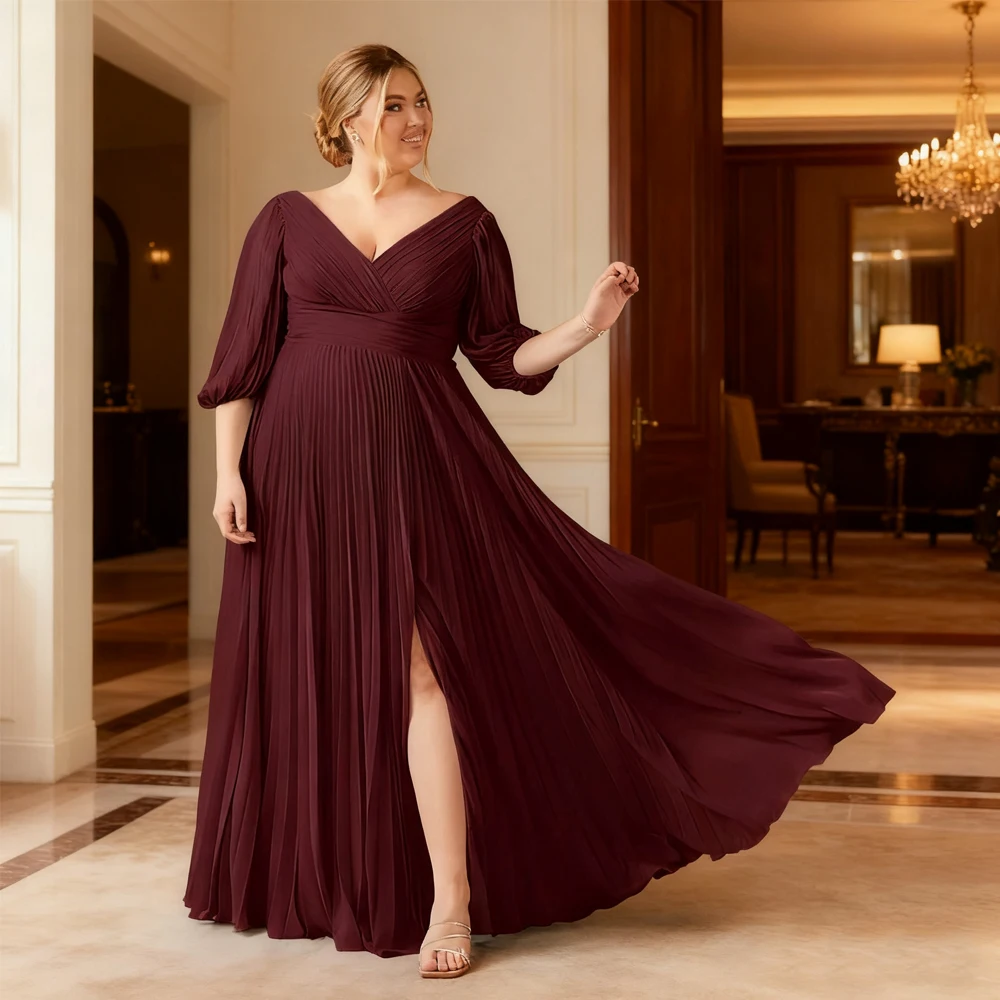 

Plus Size Strapless Mother of Bride Dresses for Women 2025 Summer New Half Sleeve Wedding Party Dresses Pleat Robe De Soirée