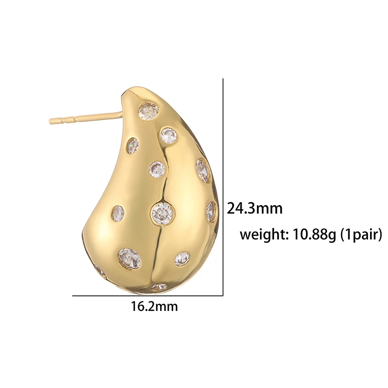HECHENG, Teardrop Earrings Dupes Muiti Zircon Pearl Chunky Hoop Earrings for Women Lightweight Vintage Jewelry Gift