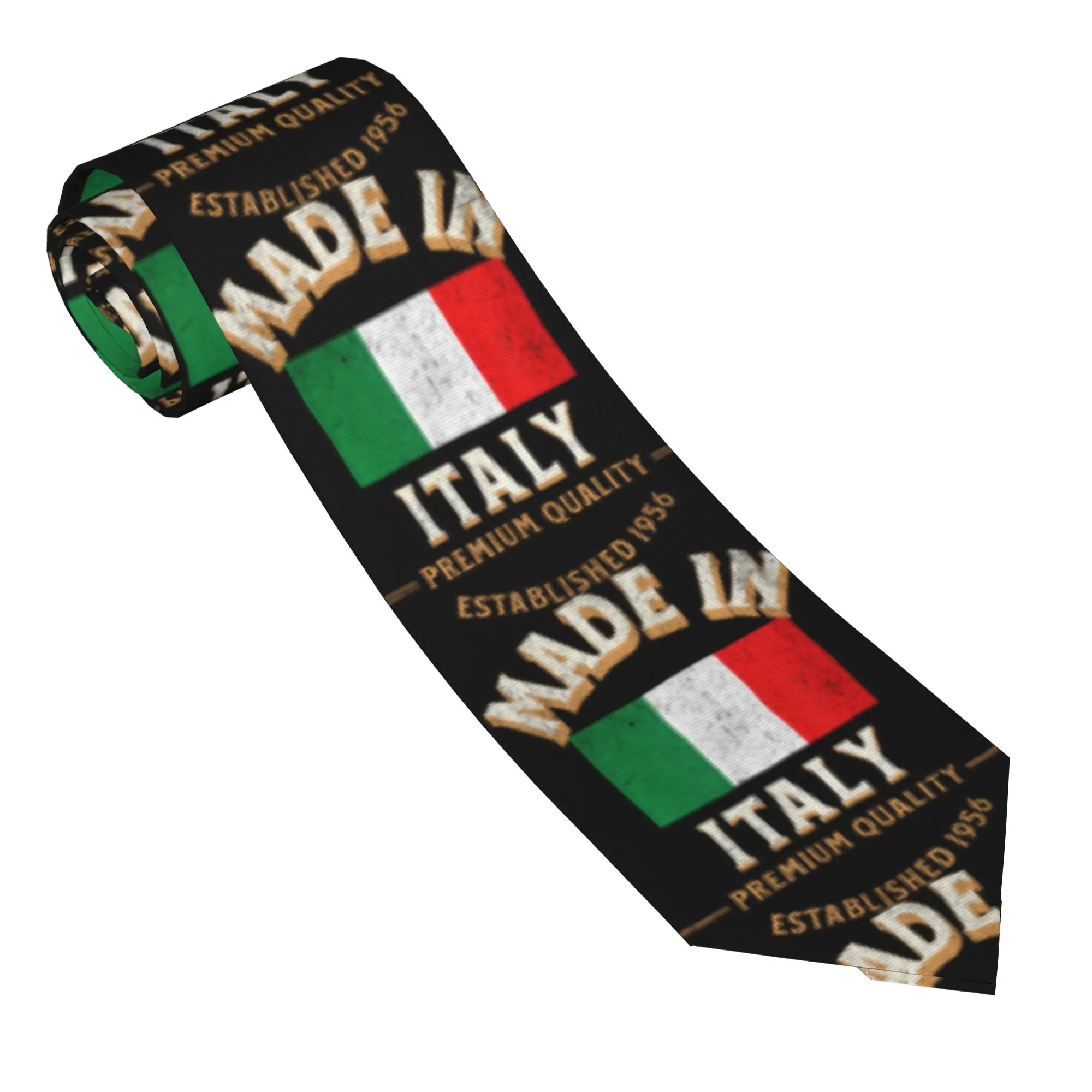 Made In Italy 1956 Italian Flag Tie  Leisure Neck Ties Cute Funny Neck Tie For Adult Design Collar Tie Necktie Birthday Present