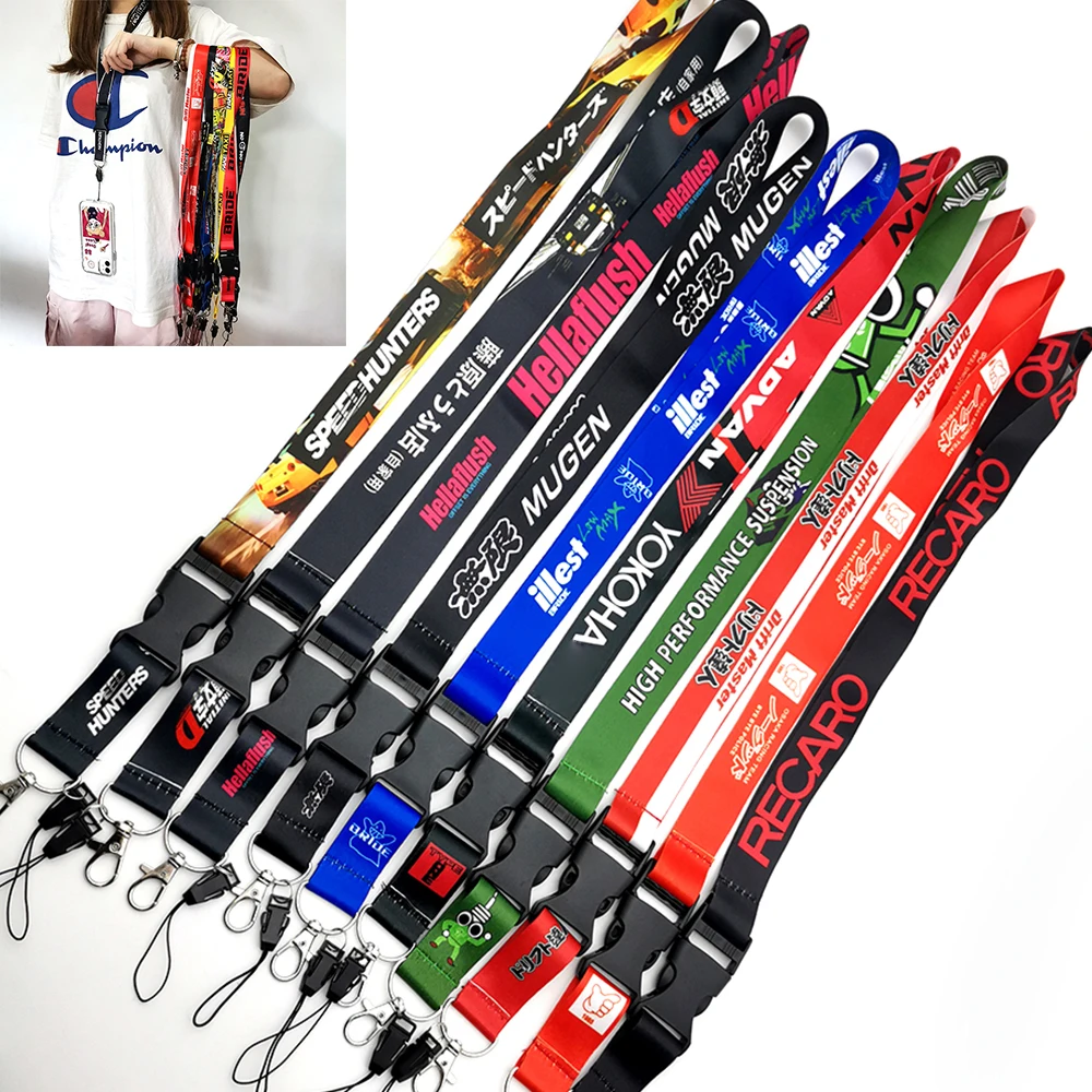 JDM Car Lanyard Neck Straps Keychain Jdm Auto Refitting Racing Key ID Holders Cell Phone Ring for Low Life illest