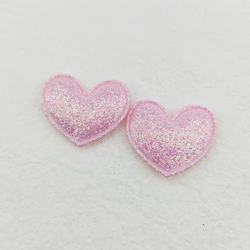 100 Stück 3,5x3 cm Glitzer-Herz-Stoffapplikationen für DIY-Nähprojekte, Kopfbedeckungen, Haarspangen, Schleifen-Dekorationen und Aufnäher für Kleidung und Hüte – Detail 17
